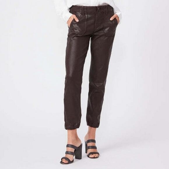 PAIGE Mayslie Transcend Denim Weekender Jogger 27" Chicory Coffee Luxe Coating - Picture 3 of 16